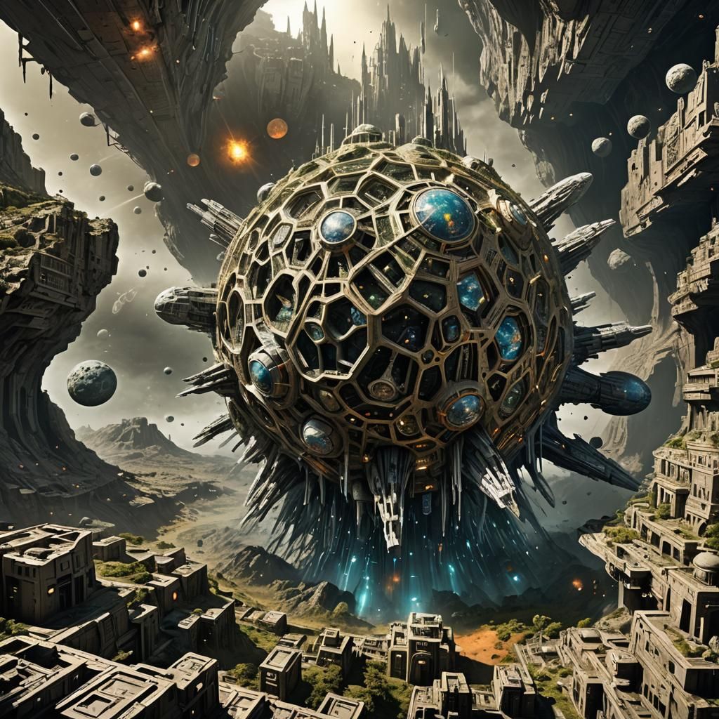 Living Asteroid Fortress Concept Art in 8K