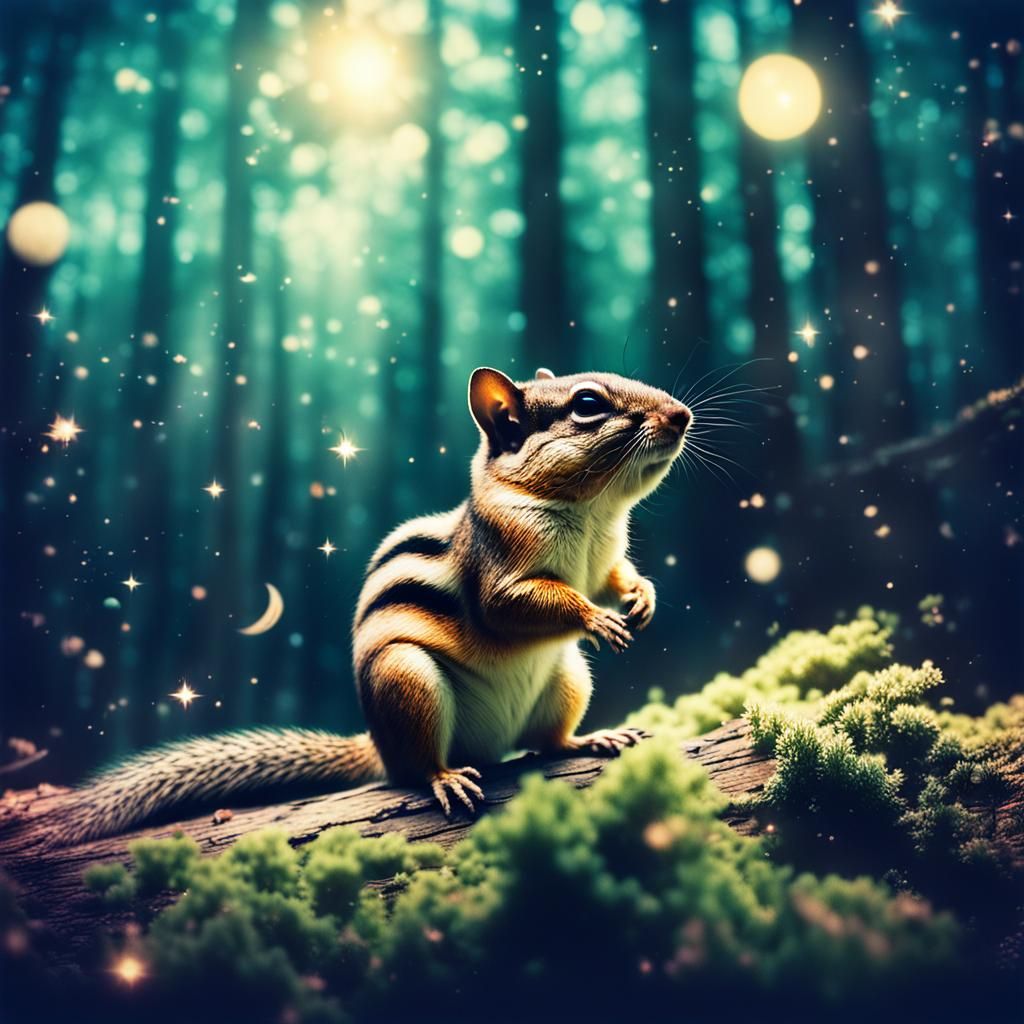 Chipmunk in Space: A Cinematic Double Exposure