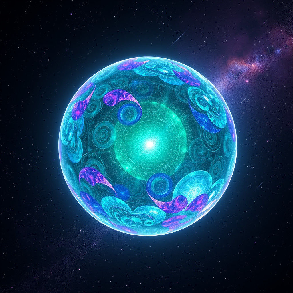 Luminous Orb Radiates Ethereal Glow in Starry Expanse