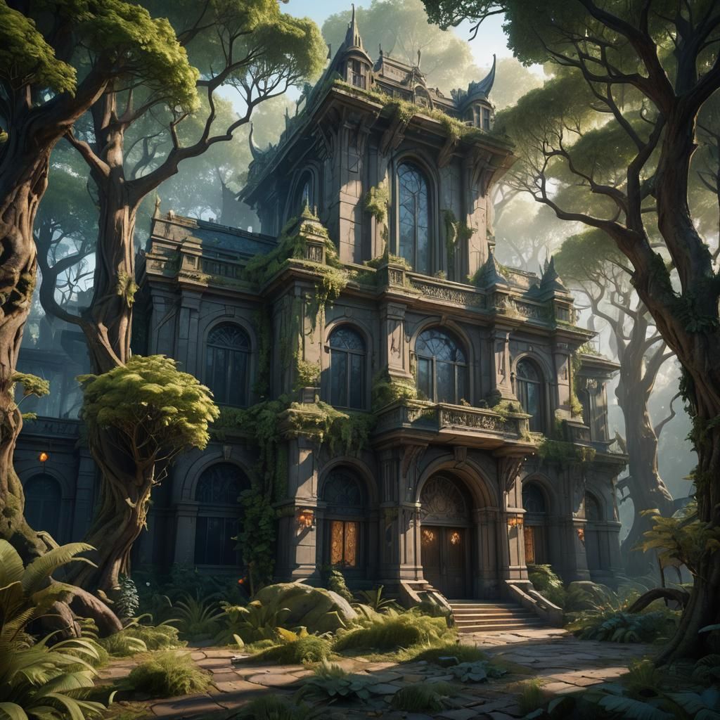 Enchanted Forest FBI Building: Fantasy Concept Art