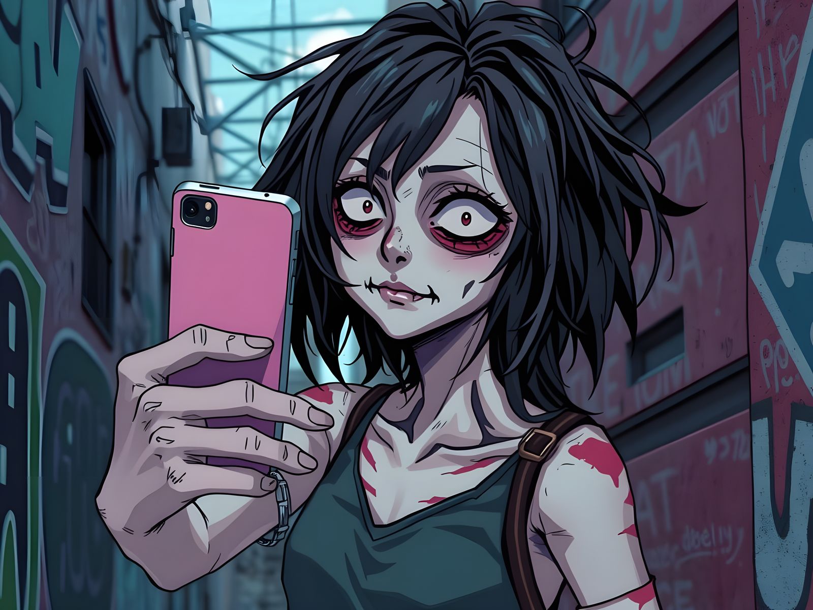 Gothic Zombie Portrait in Dark Vector Style