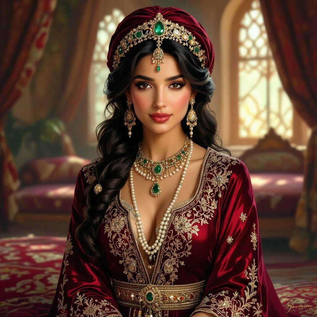 Princess Jasmine as Ottoman Bride in Oil Painting Style