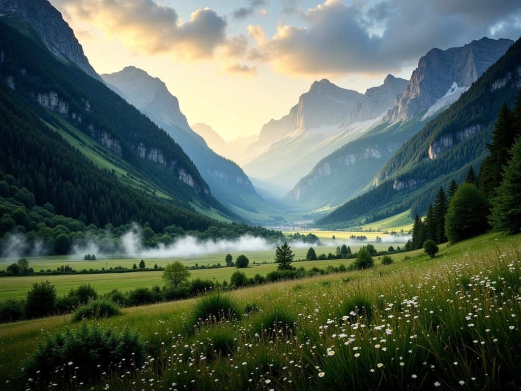 Peaceful Bernese Oberland Evening Landscape