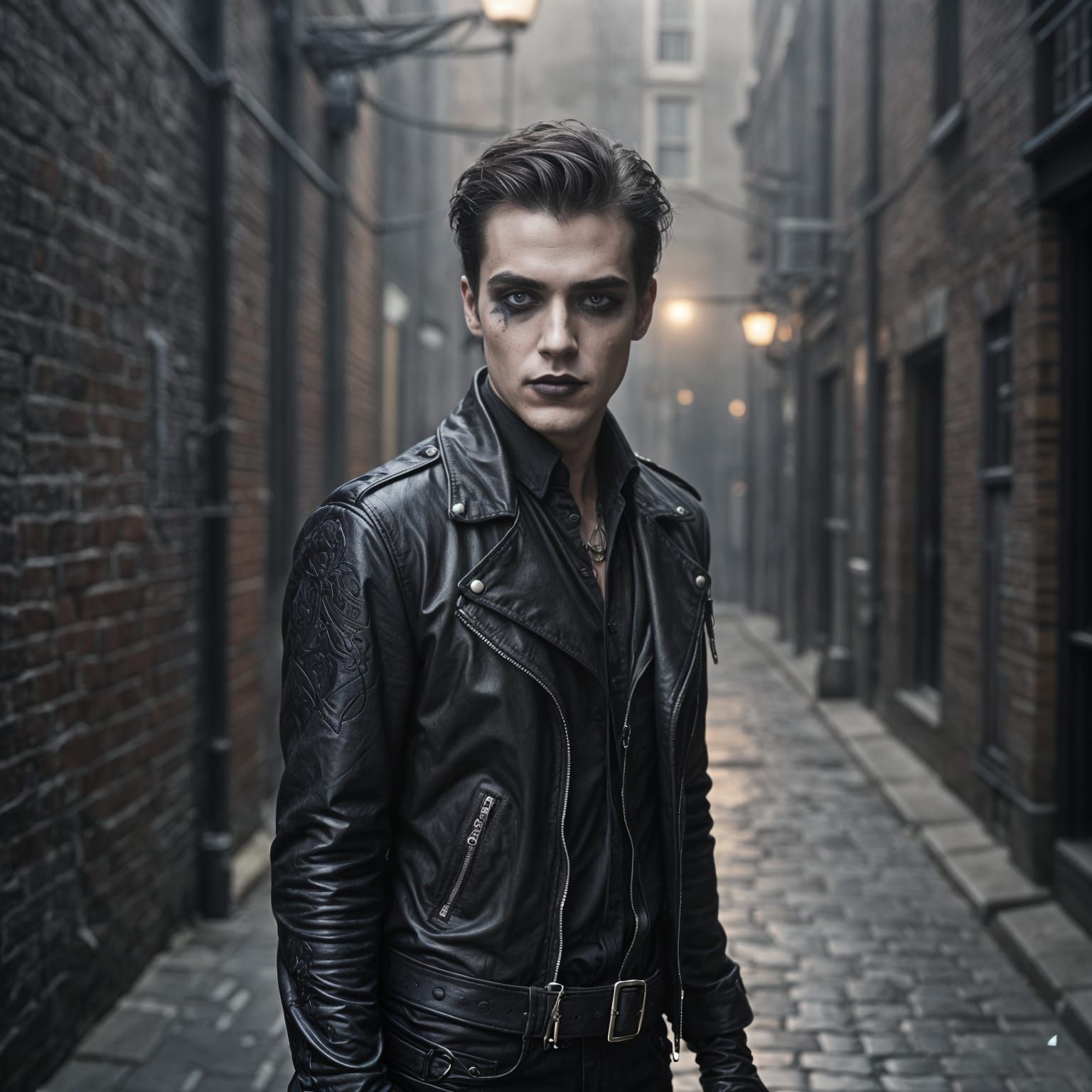 Gothic Man in Dark Attire and Makeup