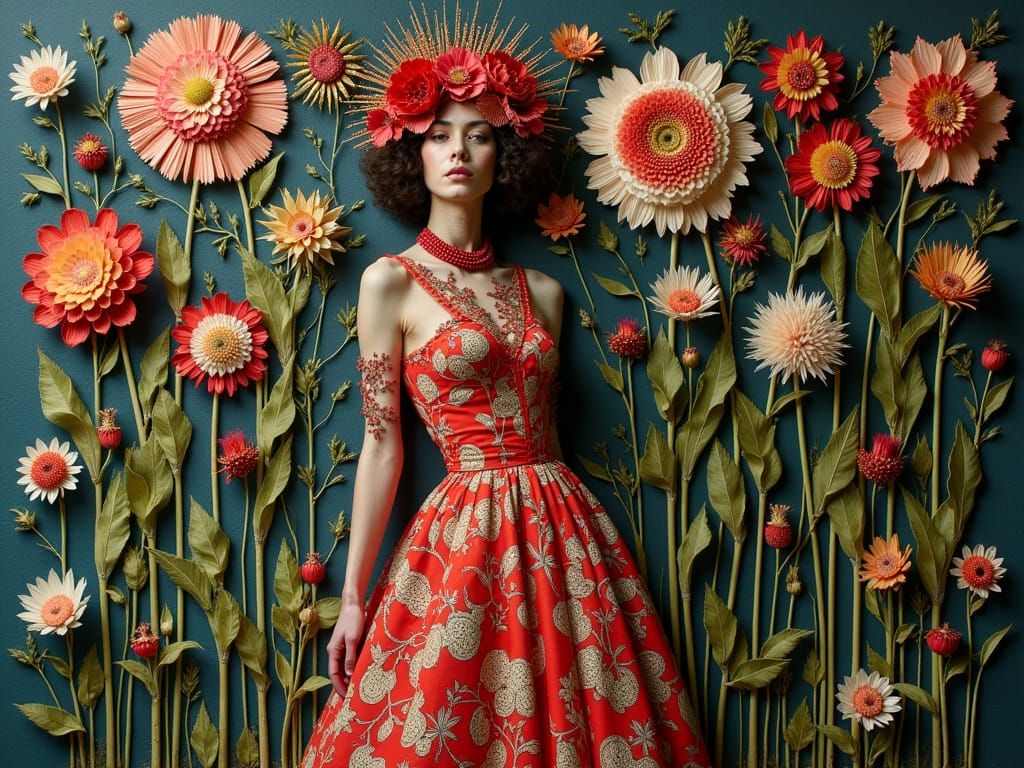 Architextual Couture Doodleblend Petrykivka Hyaline Poetic Quilling Melodramatic Lighting Fashion