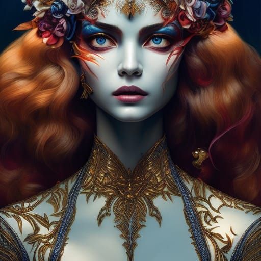 Vampire with sharp teeth :: crazy eyes :: a masterpiece portrait by Yuko Shimizu and Neil Gaiman and Conrad Roset :: smo...