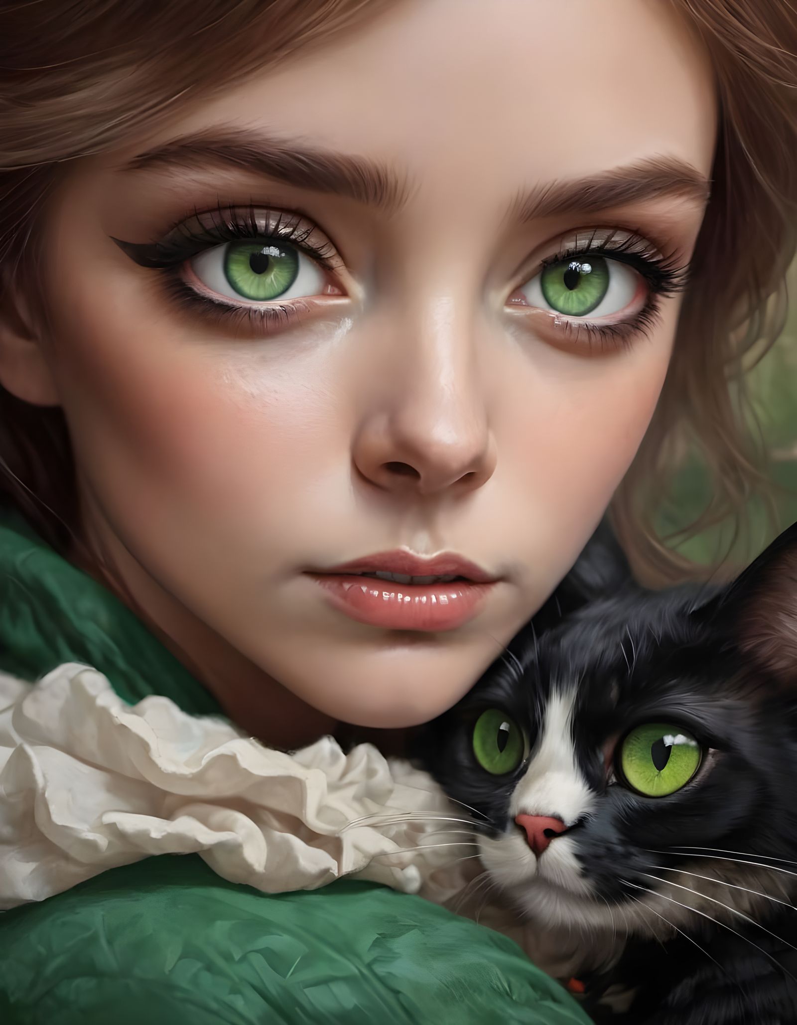 Close Up Portrait of a Woman with Vibrant Green Eyes