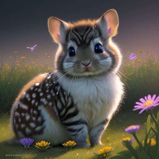 Cute Alien Critter Basks in Vibrant Sunlit Meadow