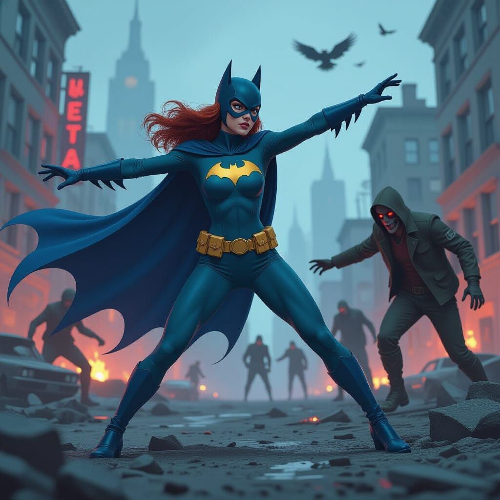 Batgirl Battles Zombies in Post-Apocalyptic City