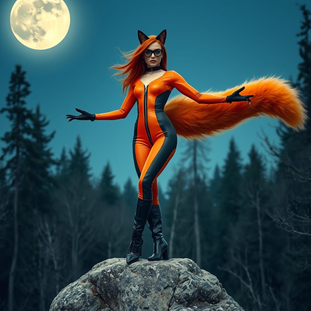 Empowered Goddess in Alpes Forest, Under Silvery Moonlight