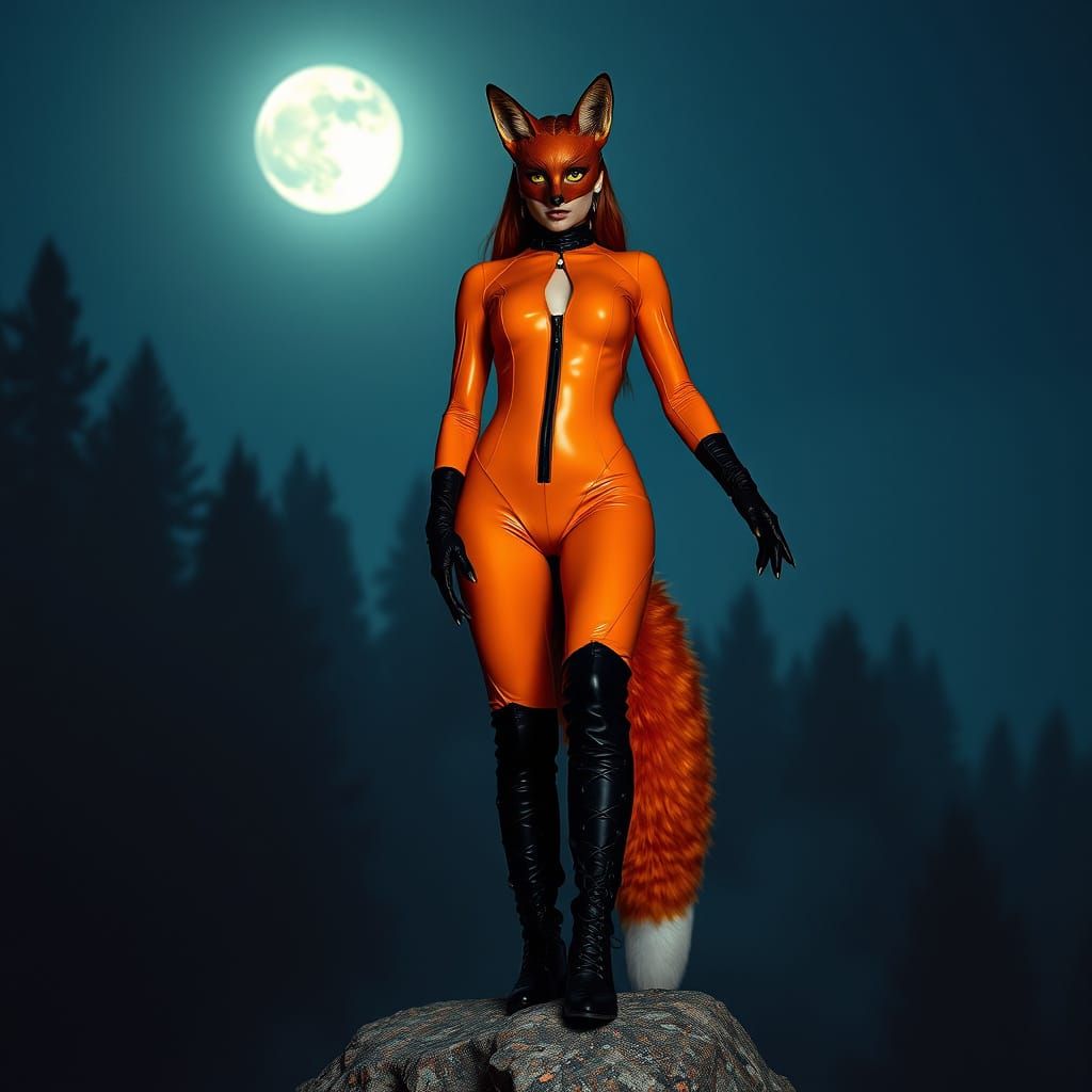 Surrealist Goddess of the Alpes Forest in Full Moonlight