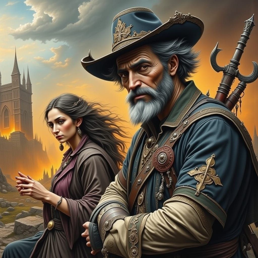 Ethereal Elven Creature in Black and White Flux