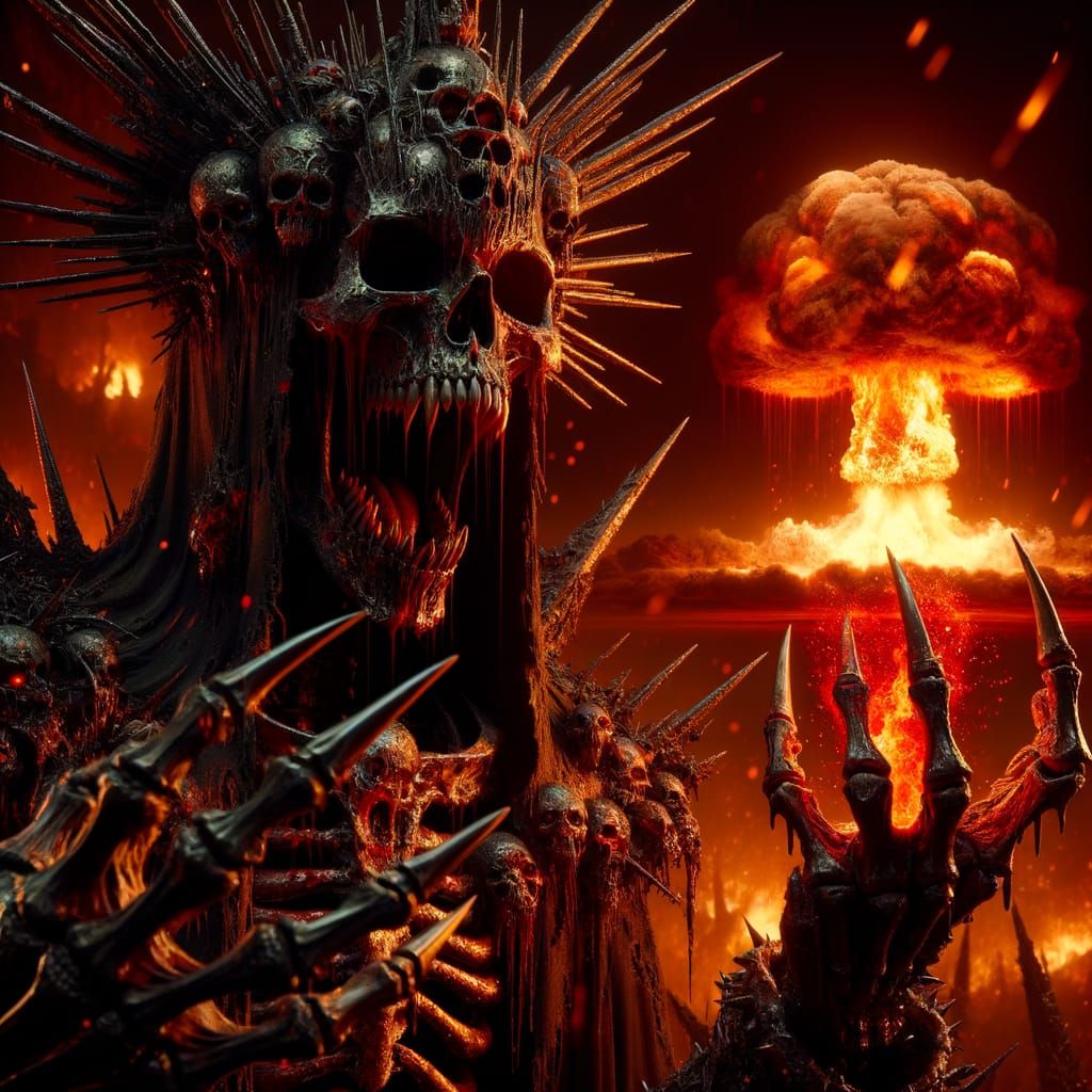 Warlord of Eternal Night in a Cyberpunk Horror Aesthetic