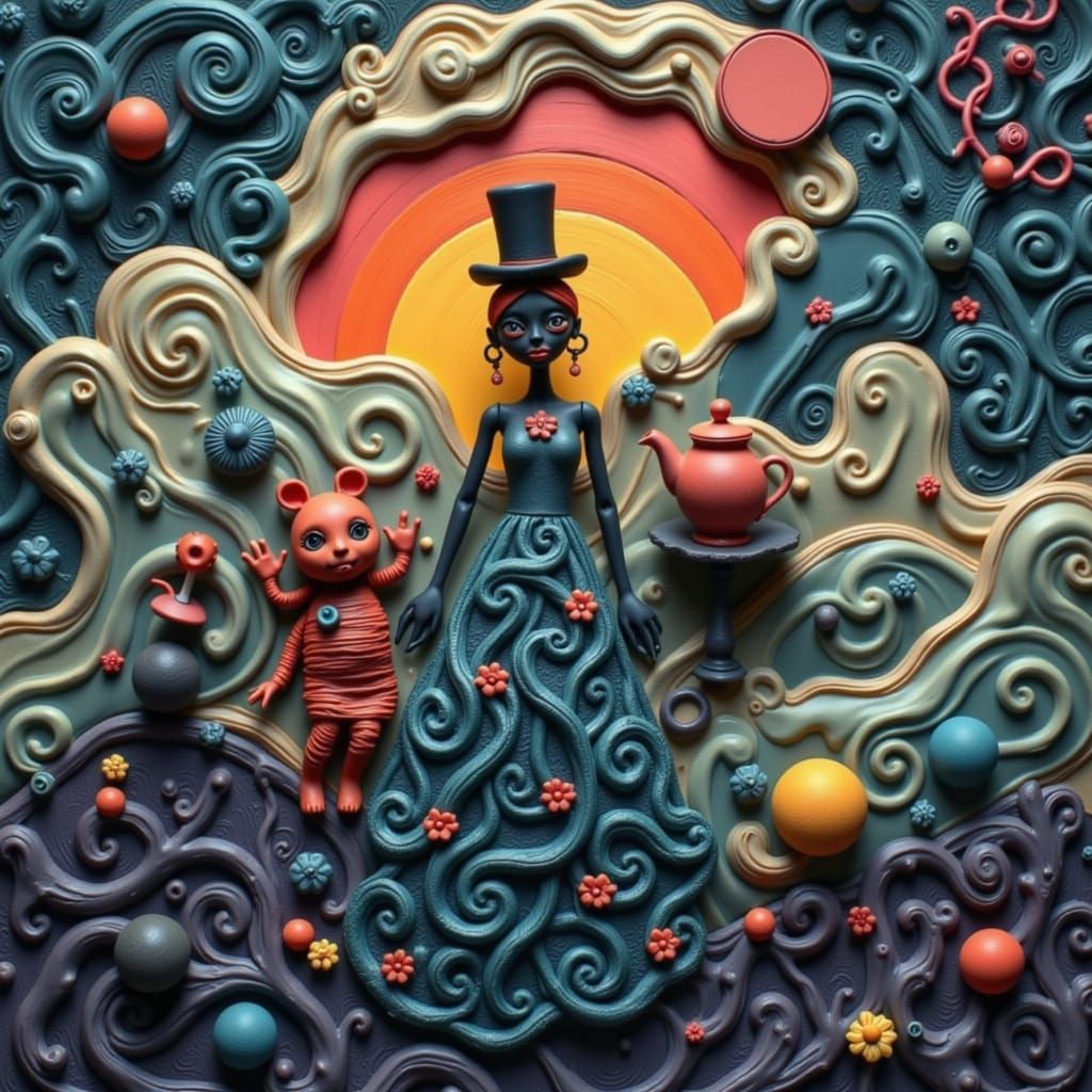 Whimsical Goth Girl's Playdough Tea Party in Claymation Styl...