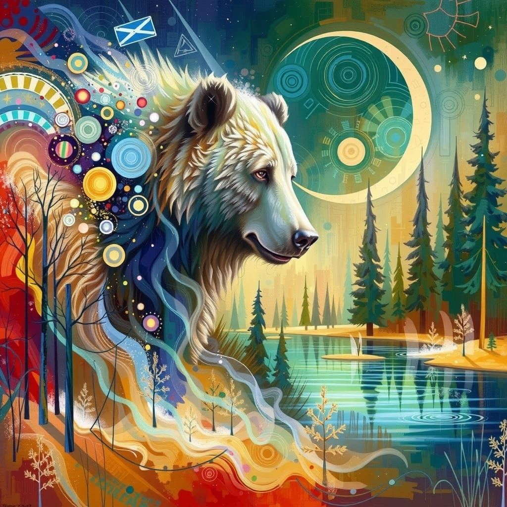 Majestic Bear Roaming Through Lush Forest