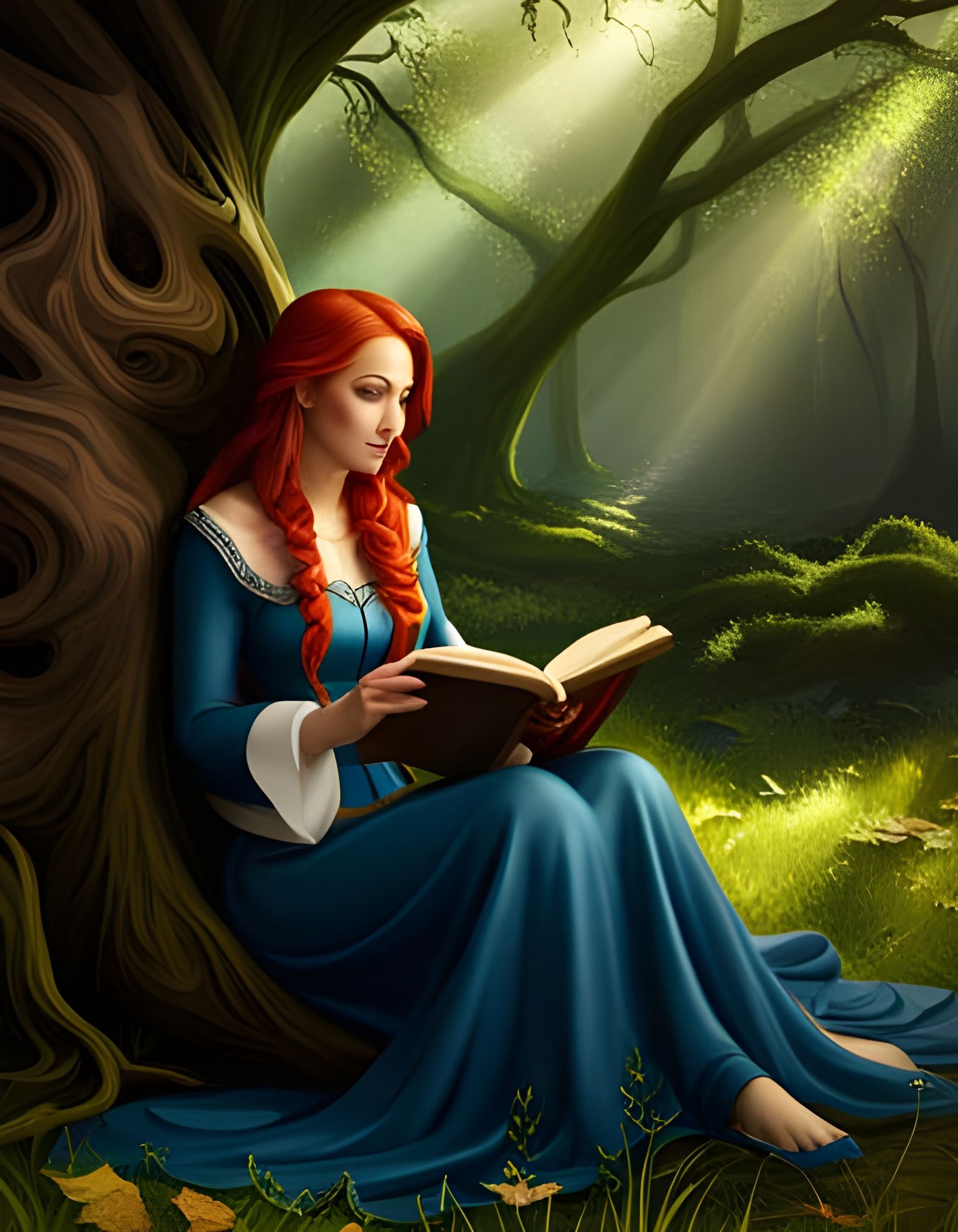 Redhead Reads Under Oak: Fantasy Art