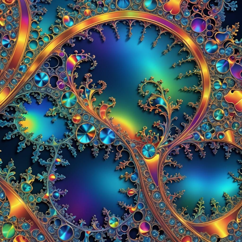 Shimmering Crystalline Gate Refracting Rainbow Light