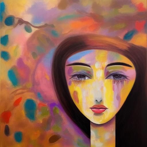 Expressionist Oil Painting of Abstract Woman