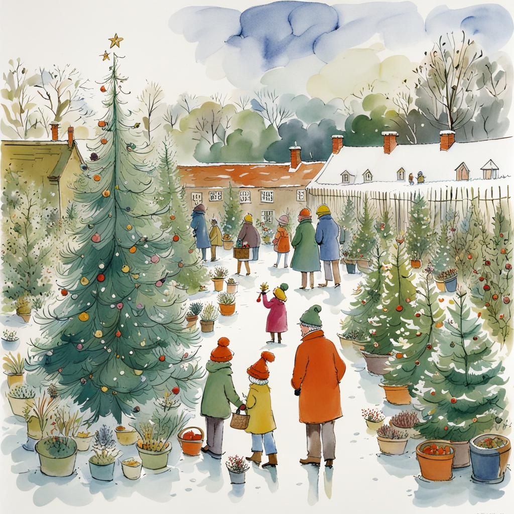 Christmas Trees in a Walled Winter Garden