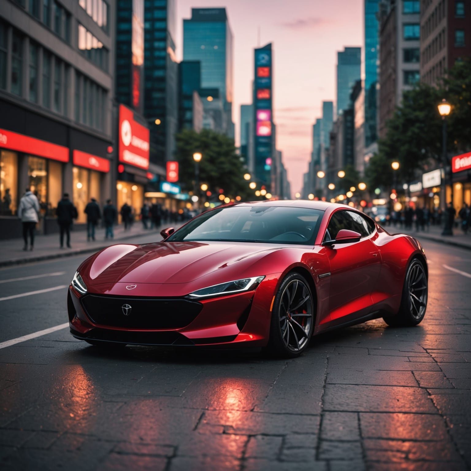 Sleek Candy Apple Red Futuristic Concept Car