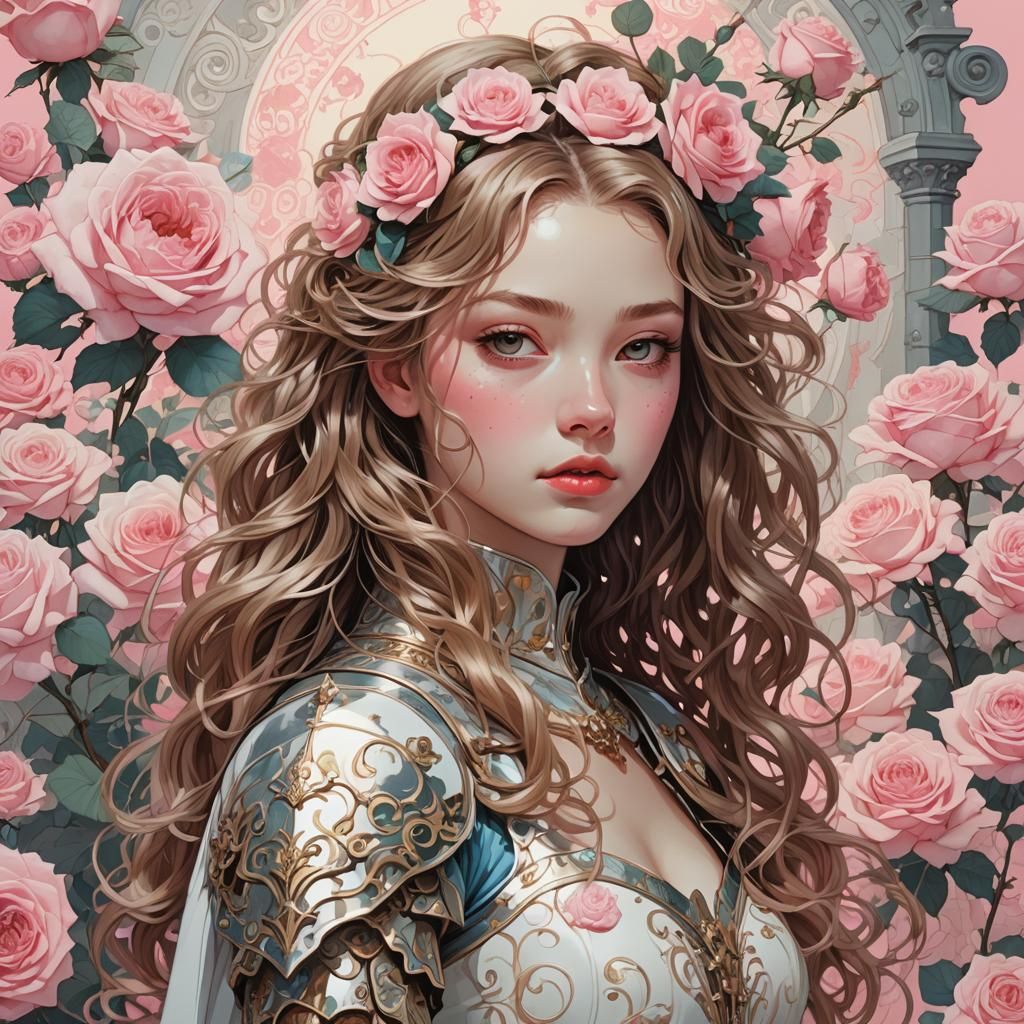 Princess Portrait with Knight in Inkpunk Minimalism