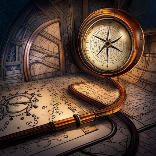 Steampunk Compass in Gothic Mansion Setting