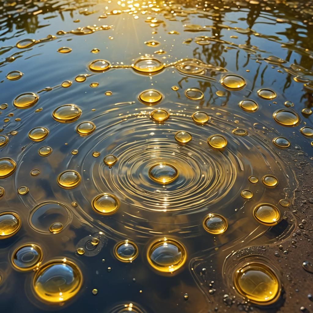 Surreal Water Droplets in Golden Light