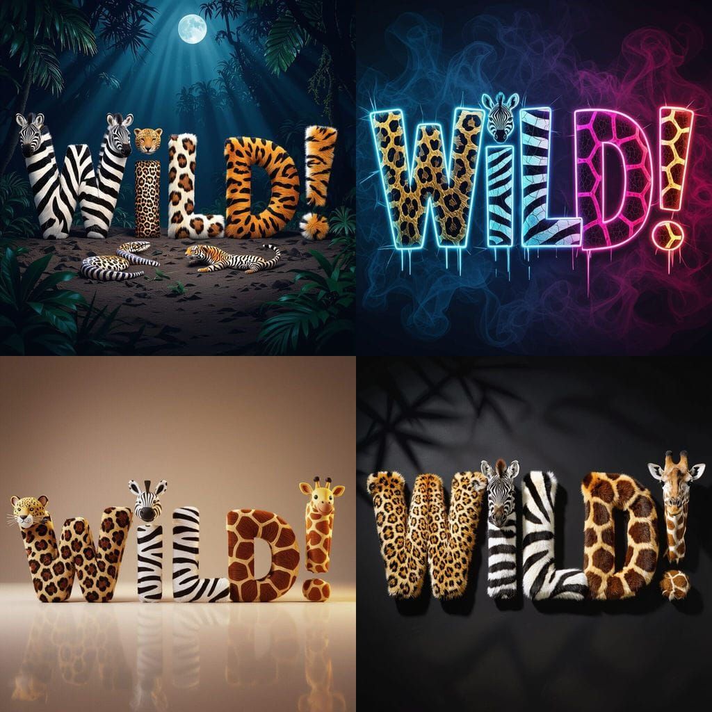 The Word WILD Formed from Diverse Animal Skins