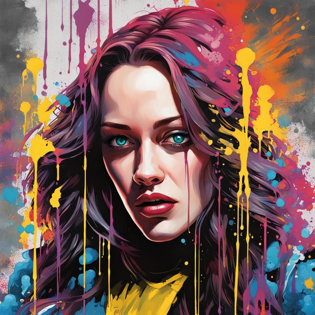 Rogue X-Men Graffiti Art: Katt Dennings as Marvel Hero