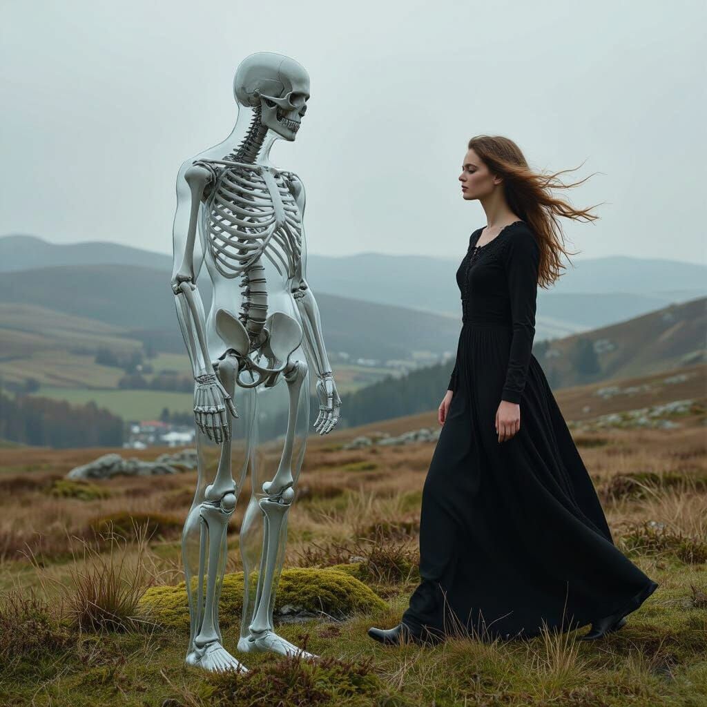 Surreal Man with External Skeleton in Dark Style