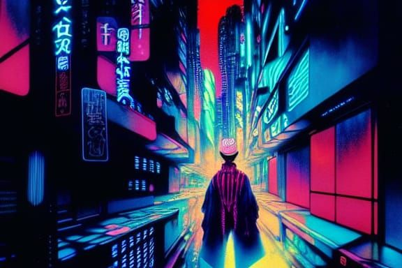 Holographic Cosmic Illustration in Retro-Futuristic Style