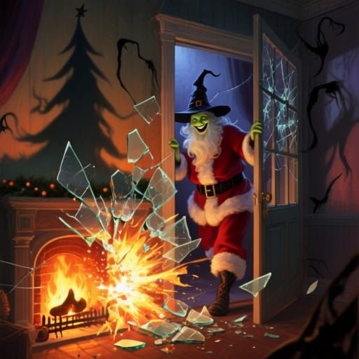 Witch Santa Enters Home Through Shattered Window