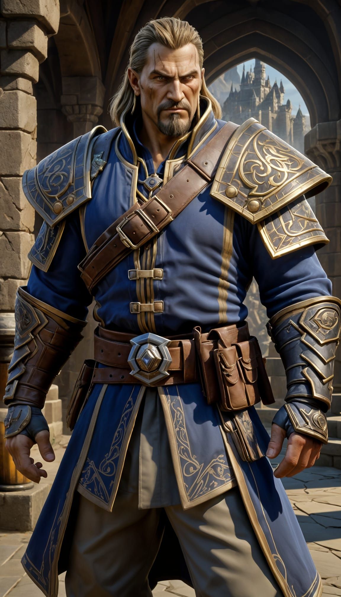 Mercenary in Warcraft Style with Scar and Finely Crafted Clo...