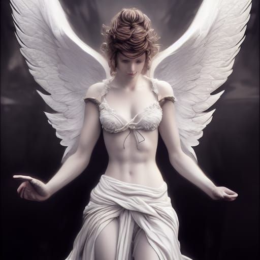 White Angel in Old Town, Digital Illustration