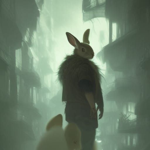 Boy with Rabbit Head: Dark Fantasy Concept Art