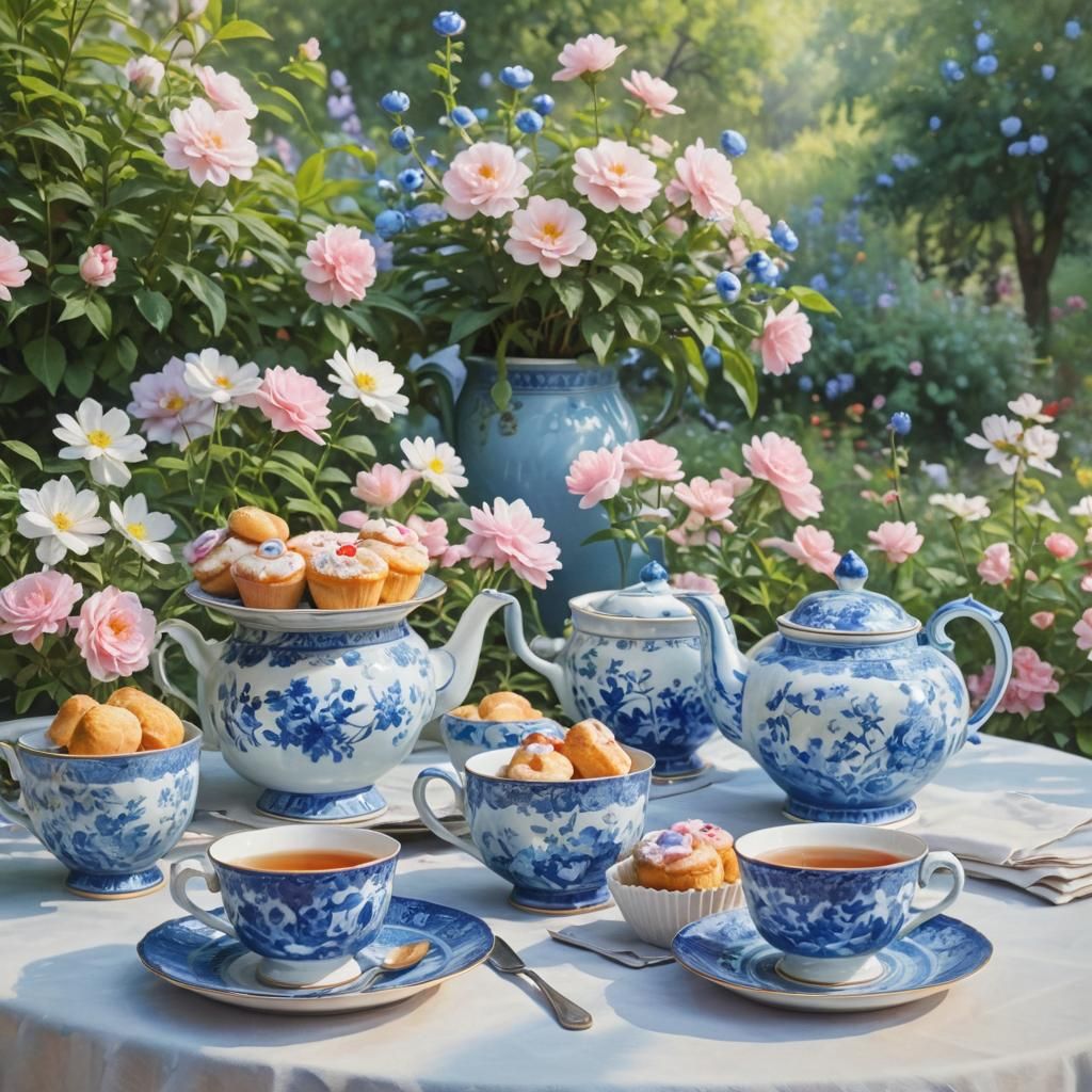 Impressionist Masterpiece of a Summer Tea Party in an Englis...