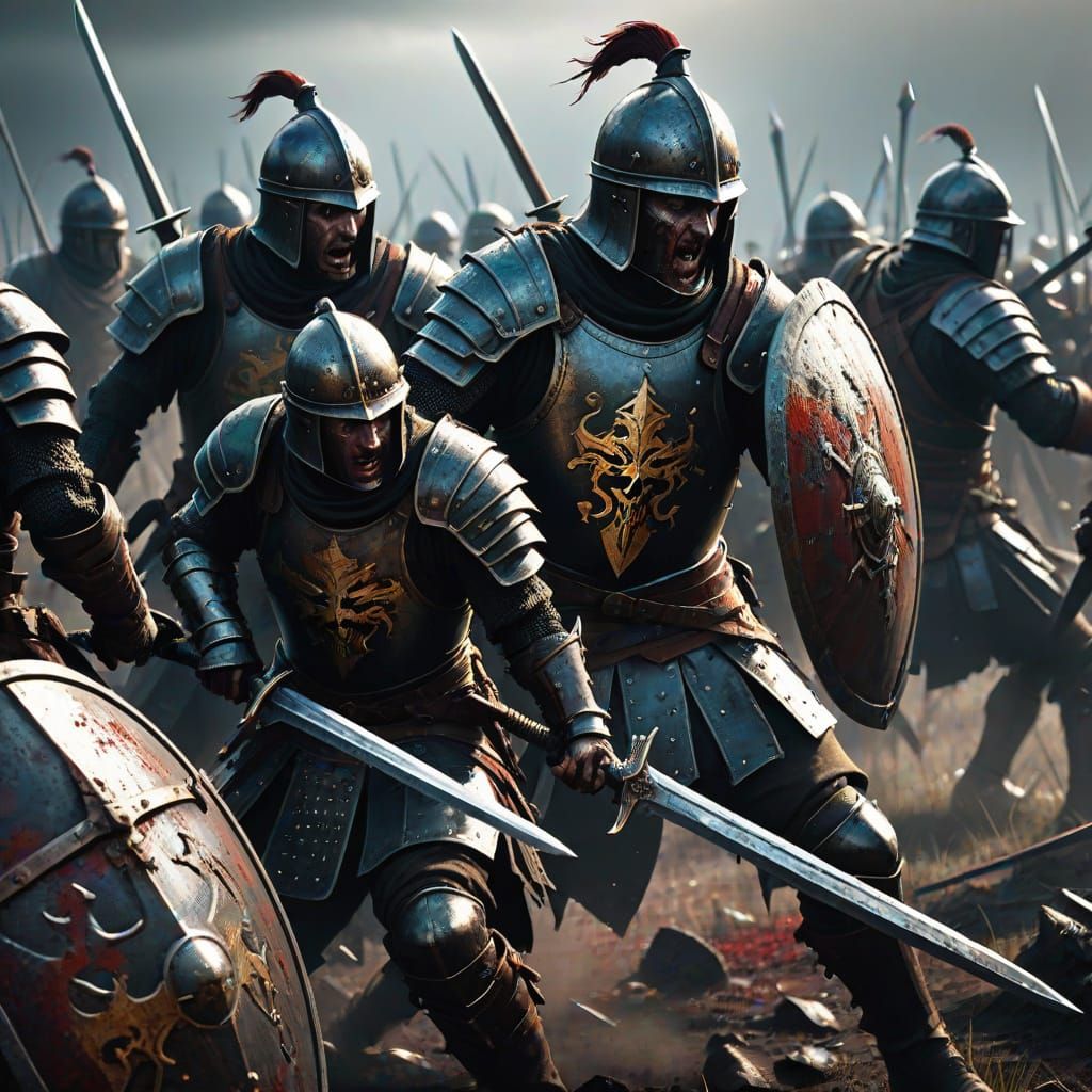 Dark Fantasy Battle in Greg Rutkowski Style