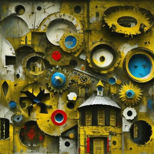 Abstract Expressionist Composition in Primary Colors