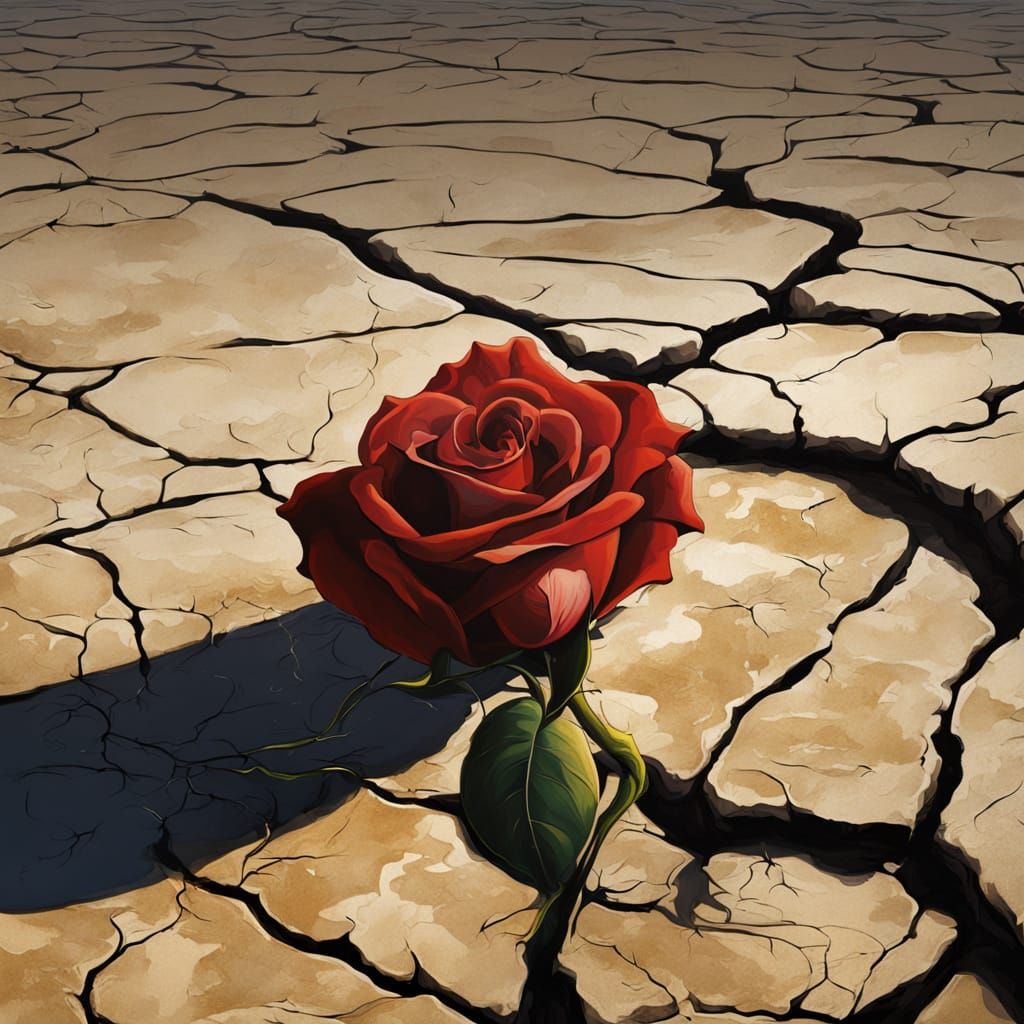 Unsettling Surreal Rose with Human Eyes in Oil Painting Styl...