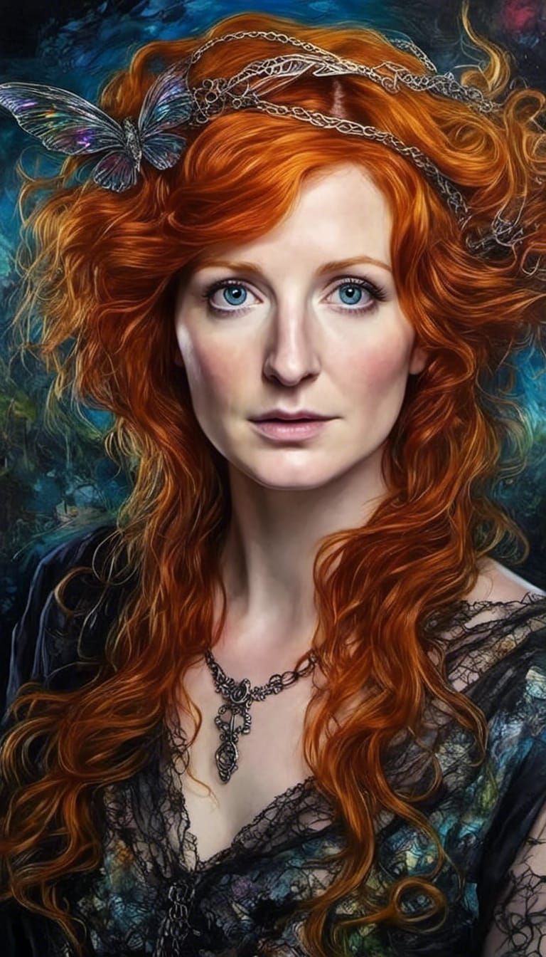 Ethereal Fairy Portrait with Iridescent Wings