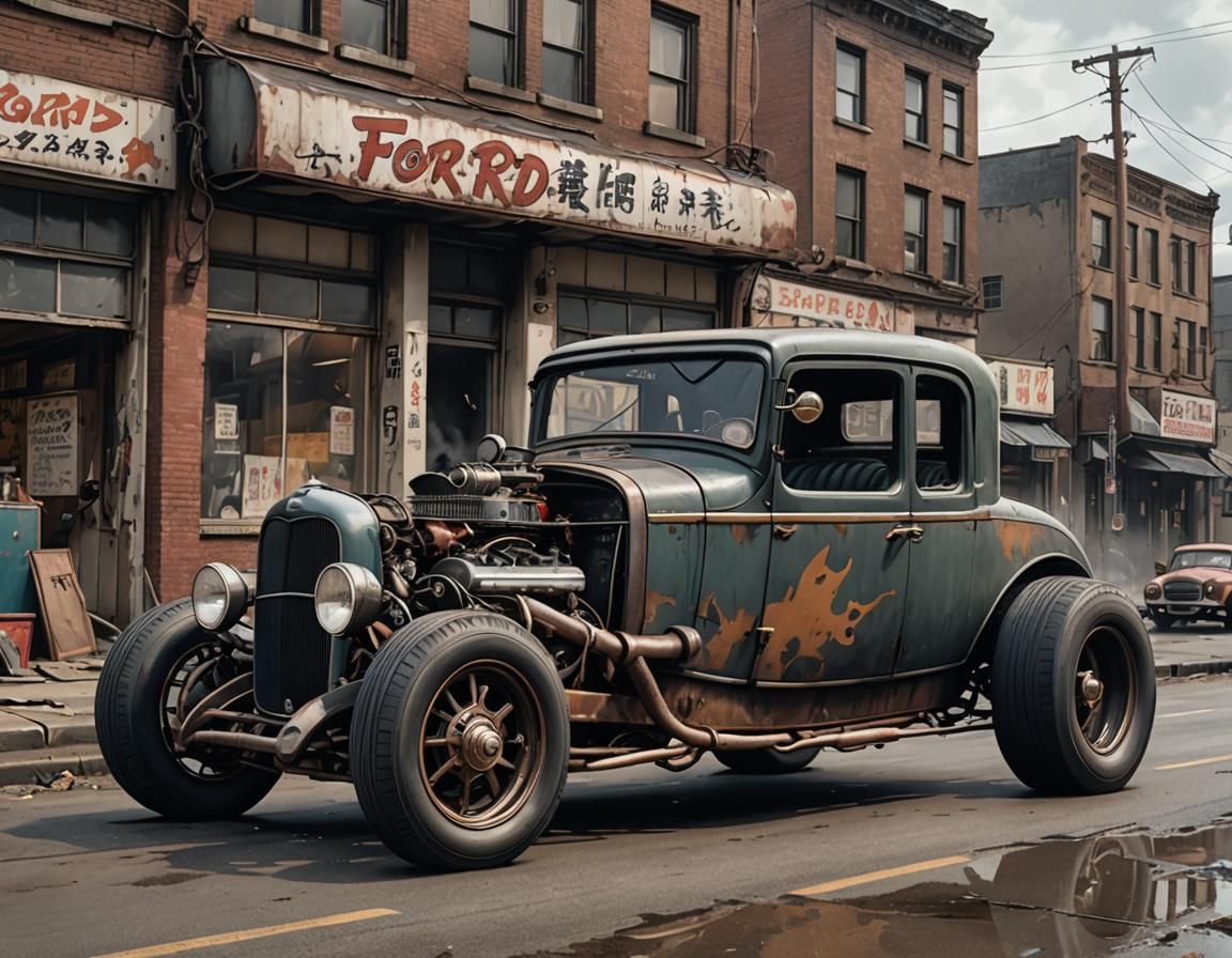 1930s Ford Hot Rod in Anime Style