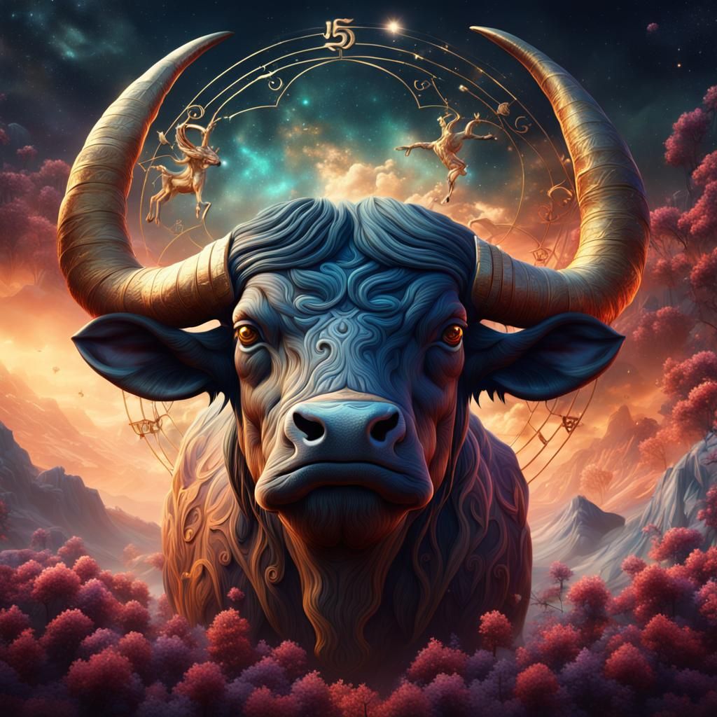 Taurus Zodiac Sign in Detailed Matte Painting