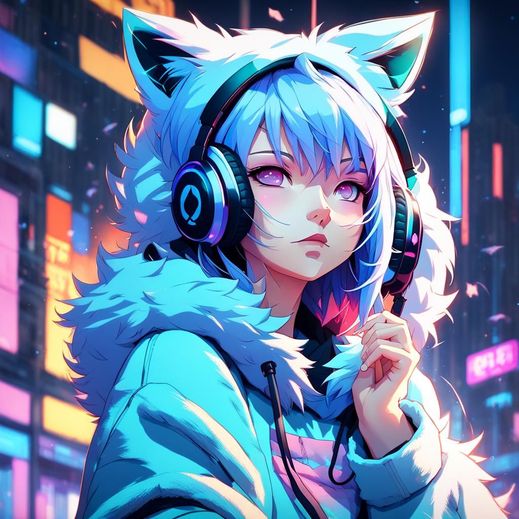 Anime Girl with Cat Ears in 3D Art Style