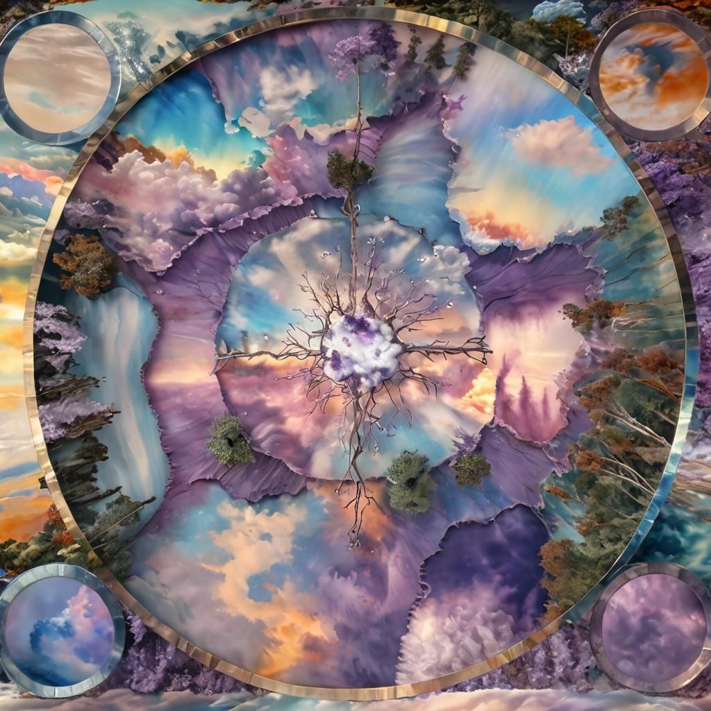 Floating Crystal Sky Island in Whimsical Fantasy Art