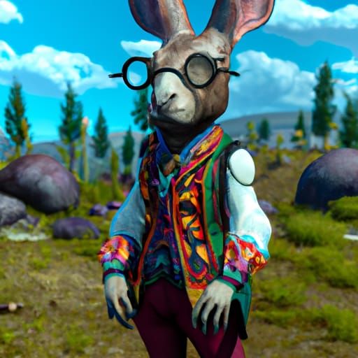 Hipster Hare: Detailed Matte Painting in 8k