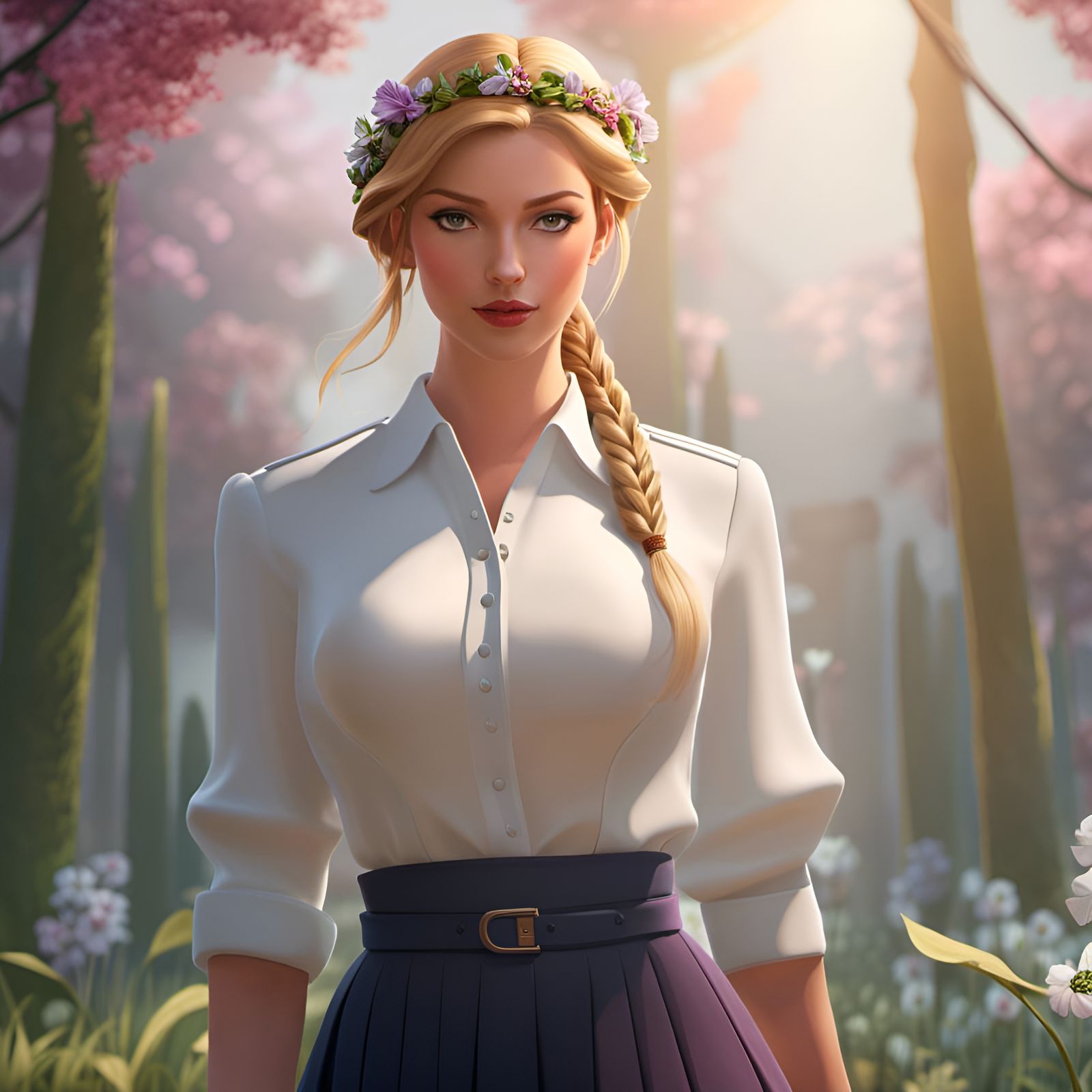 German Woman in Garden: Hyperrealistic Artstation Quality