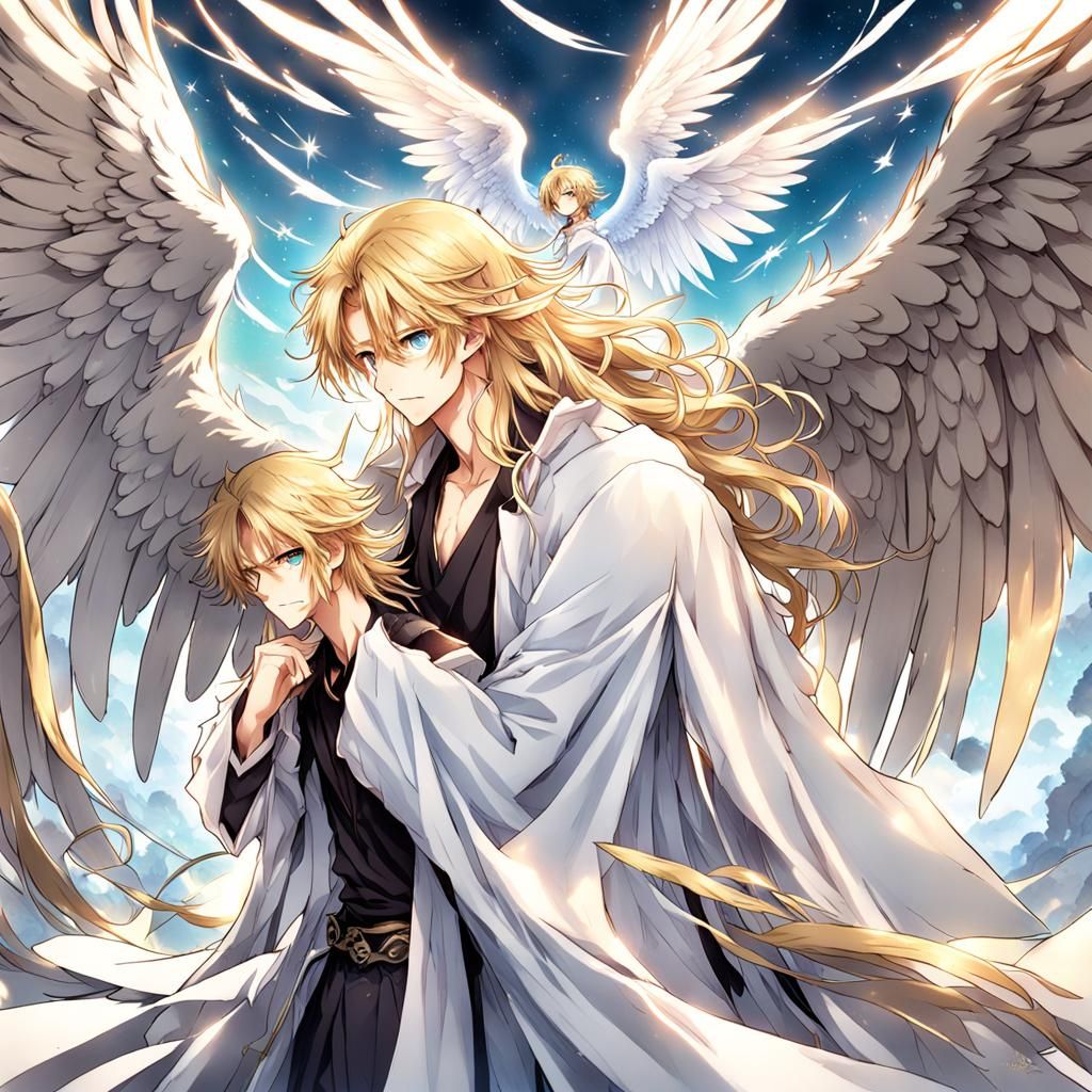 Two Blond Angels in Anime Key Visual Style