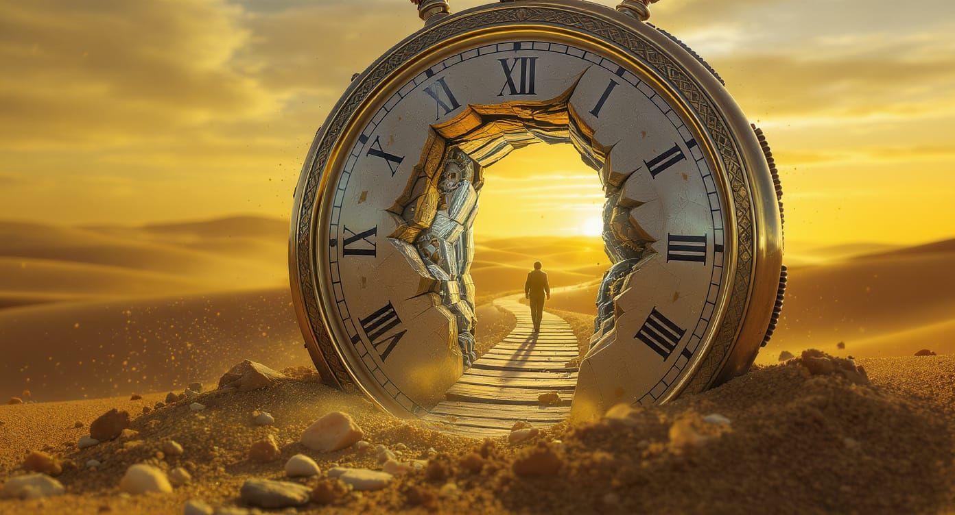 Surreal Pocket Watch Archway Portal in Victorian Style