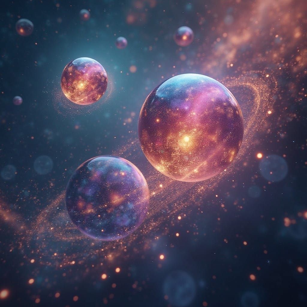 Celestial Harmony in Vibrant, Iridescent Spheres