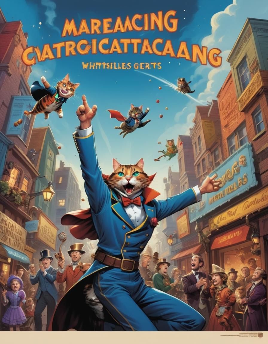 Whimsical Family Event Poster with Cats in Comic Art